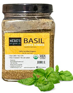 Here's Organic Premium Basil Leaves Rubbed (Dried) - USDA Certified Organic | NON-GMO | Gluten Free | Kosher 5oz in anti-slip Chef's Jar