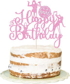 Microphone Happy Birthday Cake Topper-Music Lover Birthday Decorations，Glitter Host Music Cake Decor Karaoke Musical Theme Girls Birthday Party Decoration Supplies