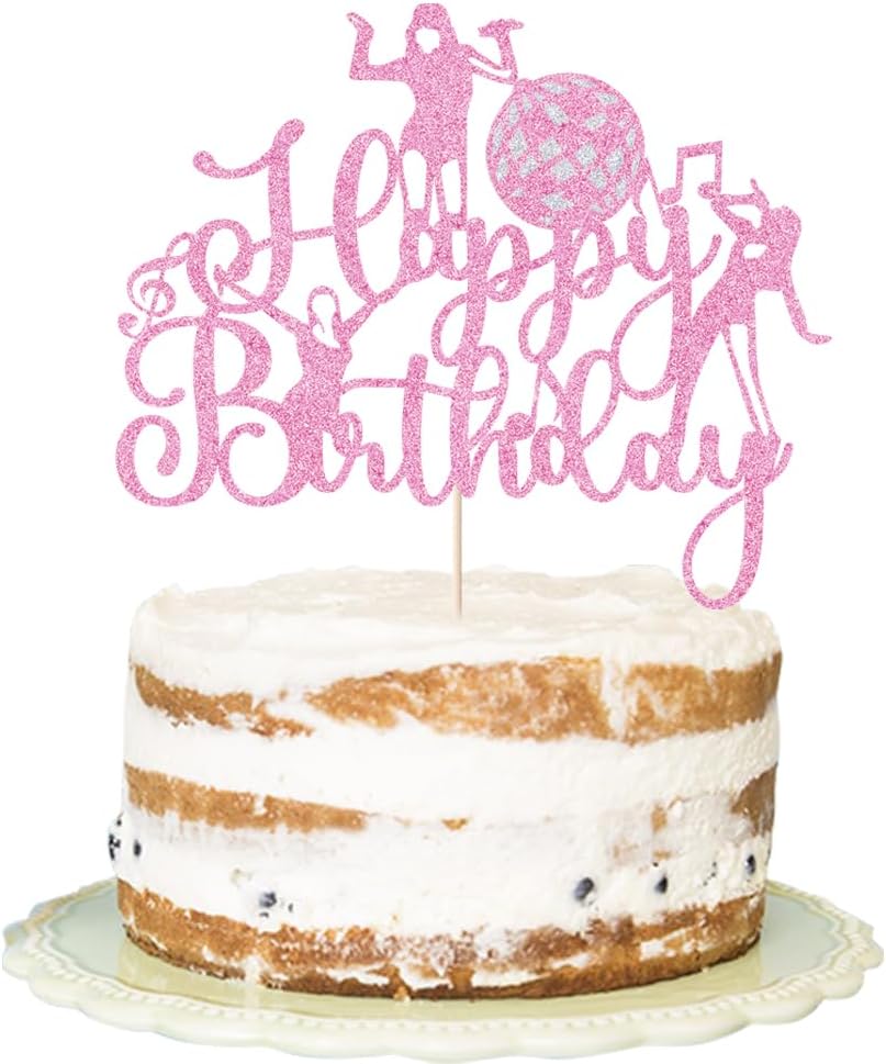 Microphone Happy Birthday Cake Topper-Music Lover Birthday Decorations，Glitter Host Music Cake Decor Karaoke Musical Theme Girls Birthday Party Decoration Supplies