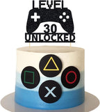 Level 30 Unlocked Cake Topper 30th Birthday Cake Topper Video Game Controller Theme Cake Decorations Party Supplies