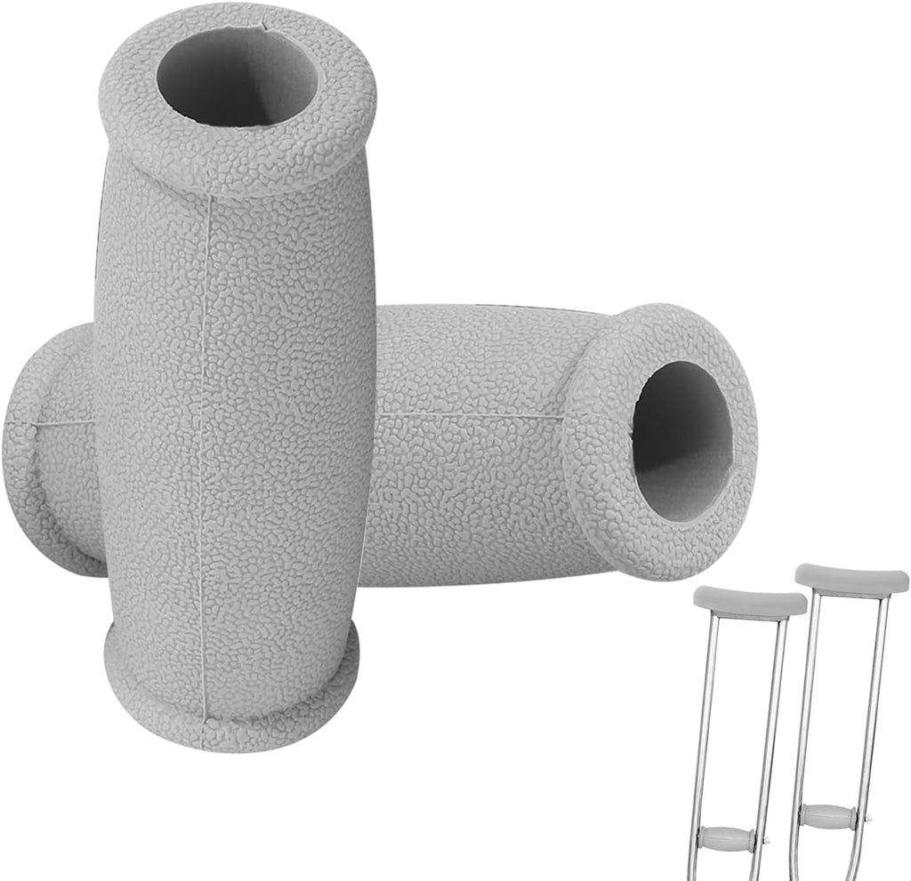 Crutch Hand Grip Replacement, 2 Pack Cane Crutch Handgrips Soft Rubber Crutches Handle for Most Standard Aluminum Crutches, Replacment Cushion Tops Axillary Support Double Crutches Accessories