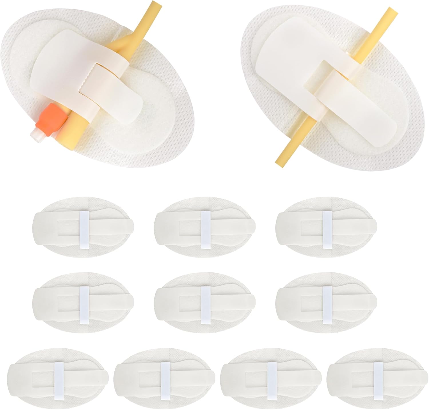 12 PCS Catheter Stabilization Devices, Foley Catheter Supplies, Urinary Leg Bag Legband Holder Sticker, Self Adhesive Catheter Tube Holder for PEG/G/Feeding Tube（White）