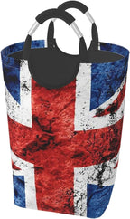 British Flag Sign 50l Collapsible Laundry Basket With Soft-Grip Handles -Foldable Clothes Hamper, Space-Saving Storage For Home, Dorm & Rv
