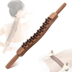 Guasha Wood Stick Tools Wooden Therapy Scraping Lymphatic Drainage Massager, Double Row 34 Beads Point Treatment Gua Sha Tools for Back Leg, Anti-Cellulite and Pain Relief(Two Row,34 Beads)