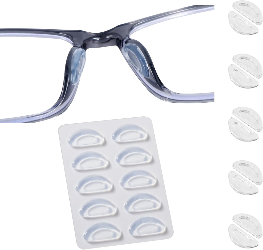 Eyeglass Nose Pads-Upgraded Soft Silicone Adhesive Glasses Nose Pad, Anti-Slip Nose Pads for Glasses Full Plastic Frames Sunglasses (5 Clear Pairs)