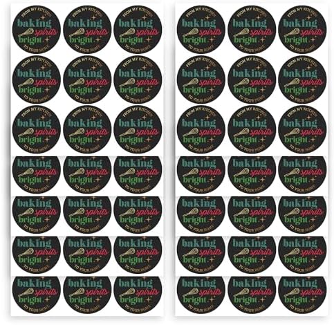 Mobiusea Creation Christmas Bakery Stickers | Christmas Decoration | 1.4 inch | Gold Foil | Inspirational Positive Word | Waterproof | 90-Pack for Cookies, Bakery Box