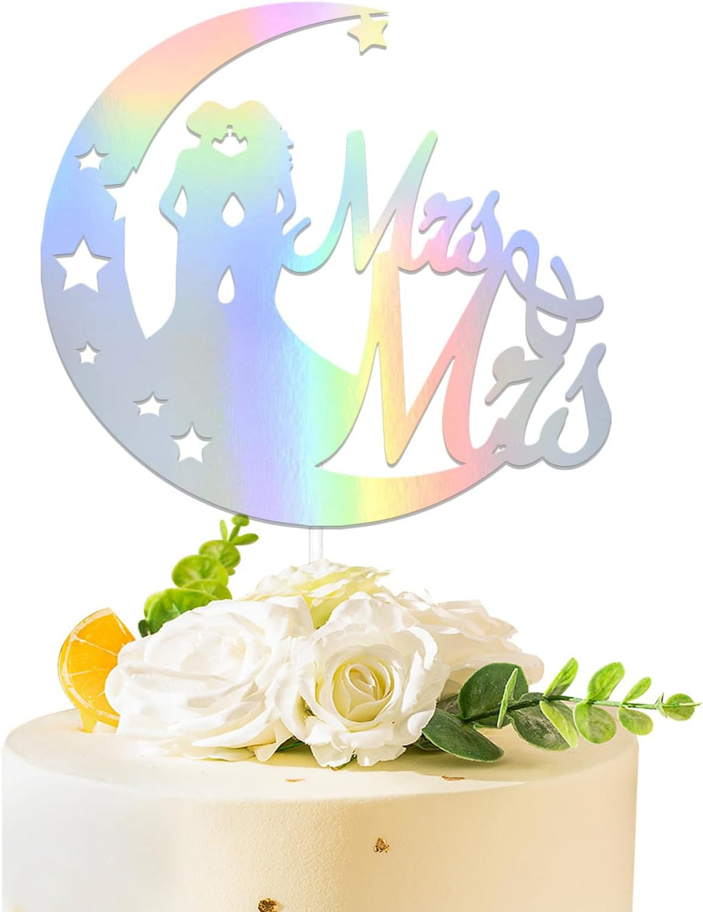Mrs & Mrs Cake Topper Lesbian Bachelorette Party Decorations Lesbian Wedding Cake Decoration For Gay Bridal Shower Decor Sign Holographic Glitter