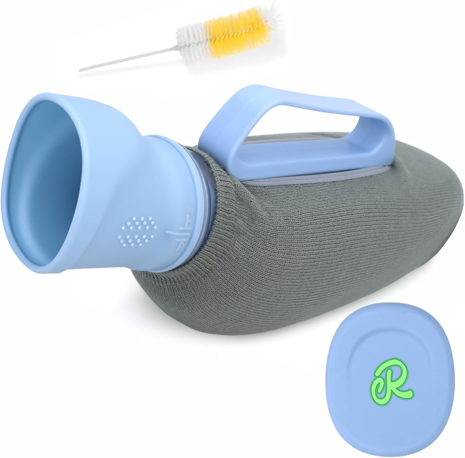 Portable Urinals for Men, 1200ml Nightglow Male Urinal with Upgraded Soft Rubber & Spill-Proof Lid – Large Capacity Pee Bottle Bed Pan for Elderly, Hospital, Travel, and Bedside Use