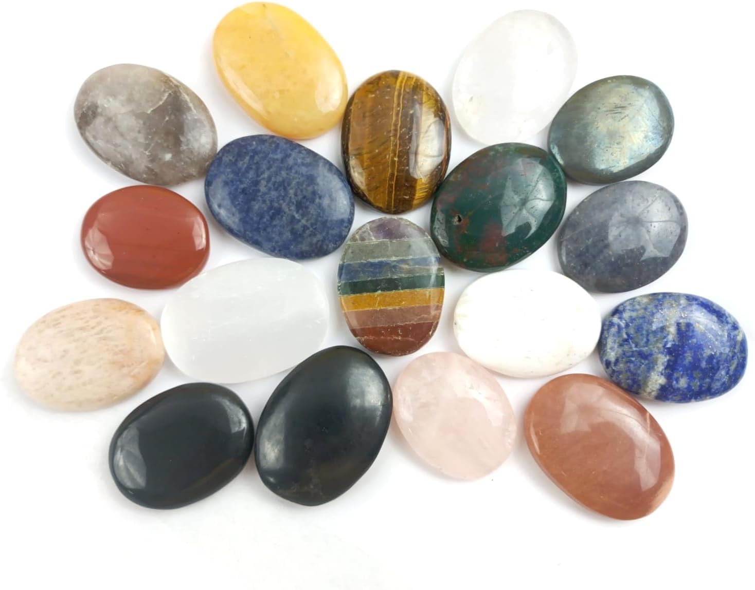 Jet Mix Worry Plam Thumb Stones Approx 15 to 18 Grams Length 1.5 to 1.8 Inch Approx (Each) Free 40 Pages Jet International Crystal Therapy Booklet Meditation Stress Relief (15)