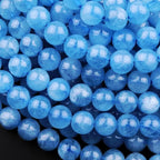 Zenkeeper 108 Pcs Natural Aquamarine Beads for Jewelry Making 8 MM Authentic Blue Aquamarine Loose Gemstones Beads