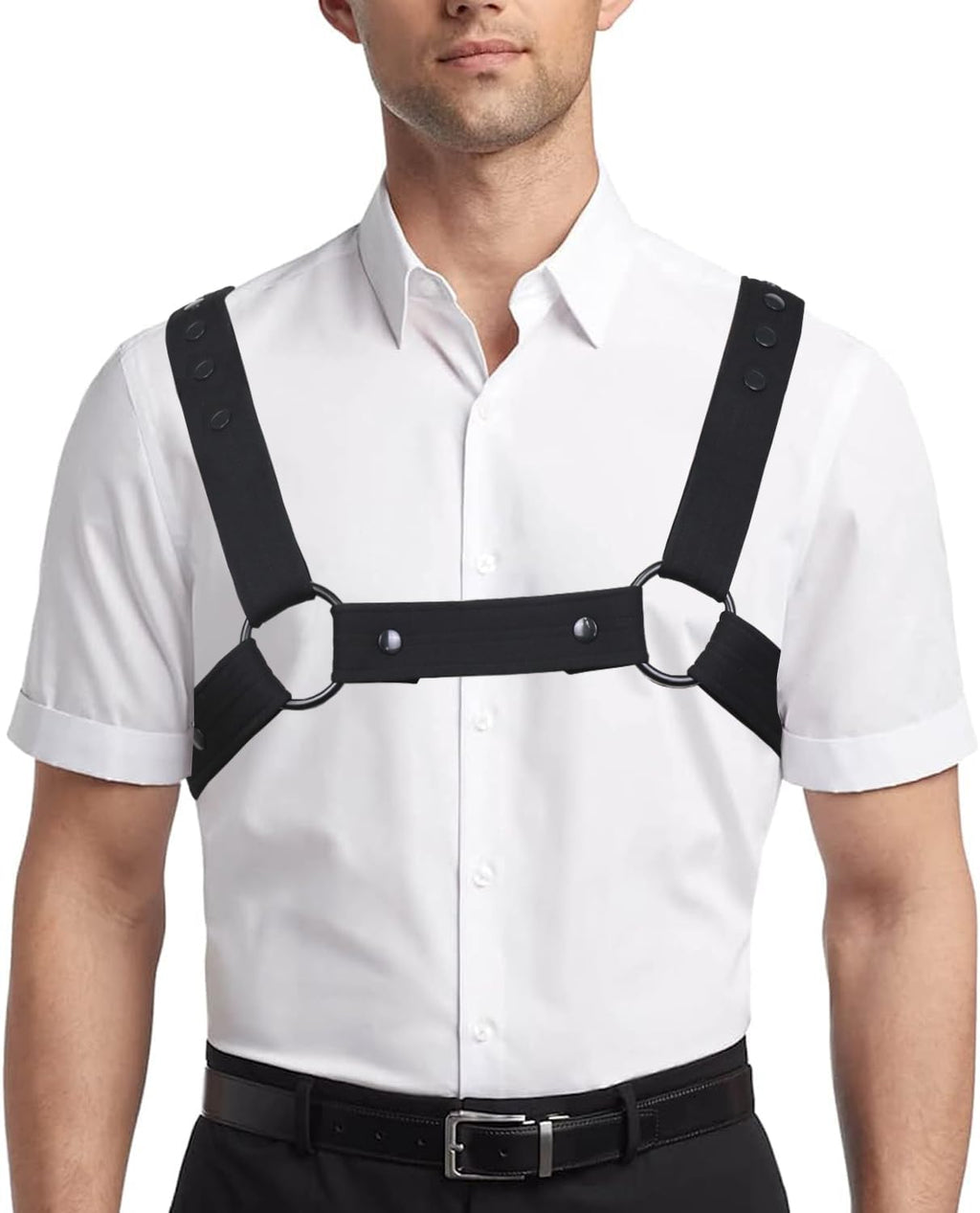 Adjustable Neoprene Harness for Men - Body Chest Belt With Buckles - Gay Interest Clubwear Costume