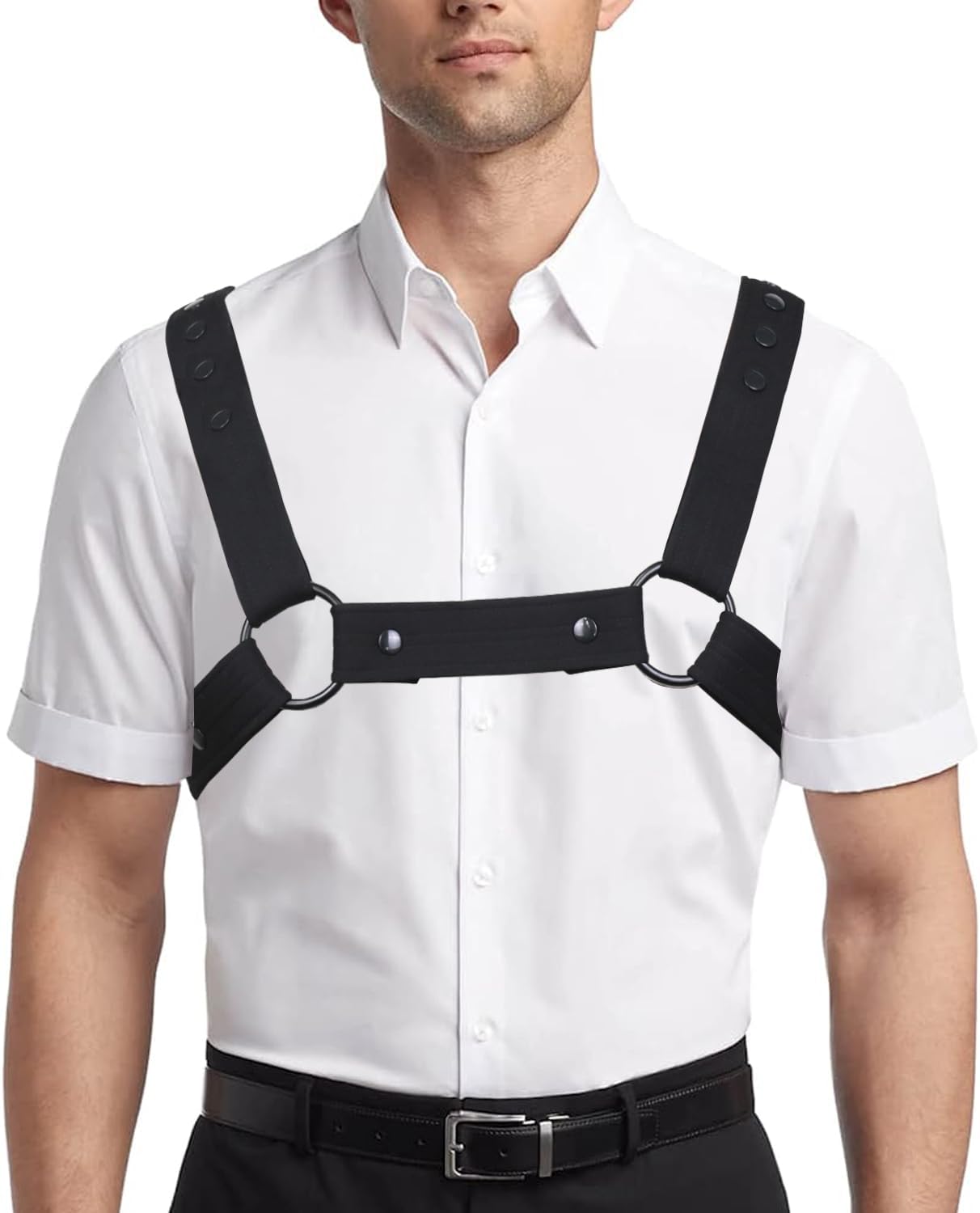 Adjustable Neoprene Harness for Men - Body Chest Belt With Buckles - Gay Interest Clubwear Costume