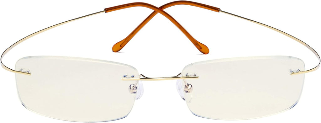 CessBlu Titanium Computer Glasses Reading Eyeglasses Frameless Readers Blue Light Filter