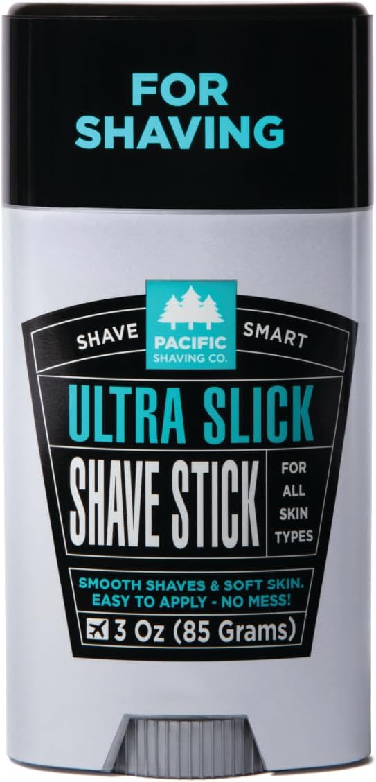 Pacific Shaving Company Ultra Slick Shave Stick - No Mess Body Shaving Stick with Moisturizing Coconut Oil - Travel-Friendly, Good for All Skin Types, Unisex (3 Oz)