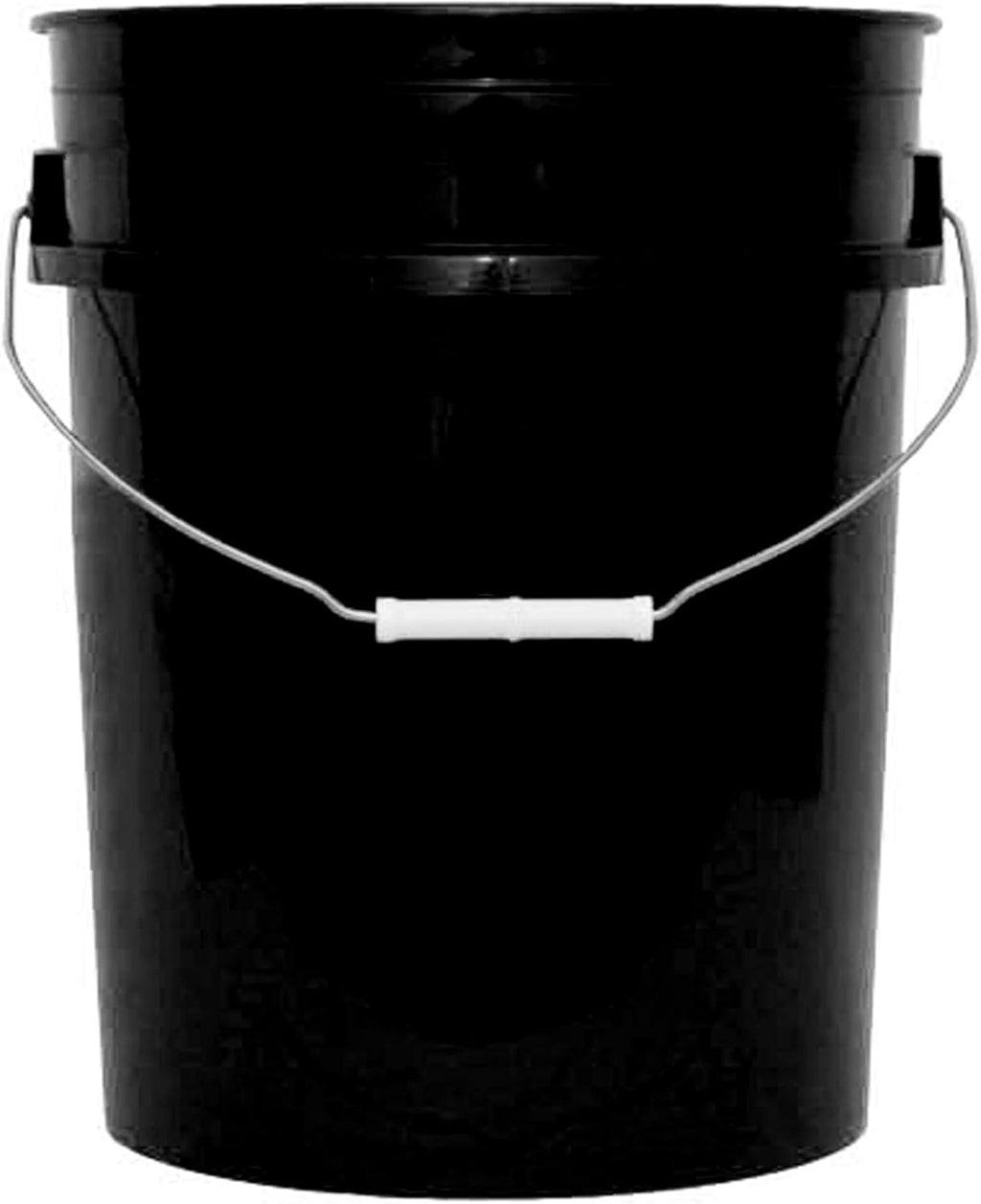 5-Gallon Bucket Only – No Lid Included, Made in USA, Food Grade BPA Free Plastic, Heavy Duty Multi-Use, Metal Handle with Grip, Stackable Storage – Black, 1 Pack