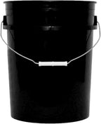5-Gallon Bucket Only – No Lid Included, Made in USA, Food Grade BPA Free Plastic, Heavy Duty Multi-Use, Metal Handle with Grip, Stackable Storage – Black, 1 Pack