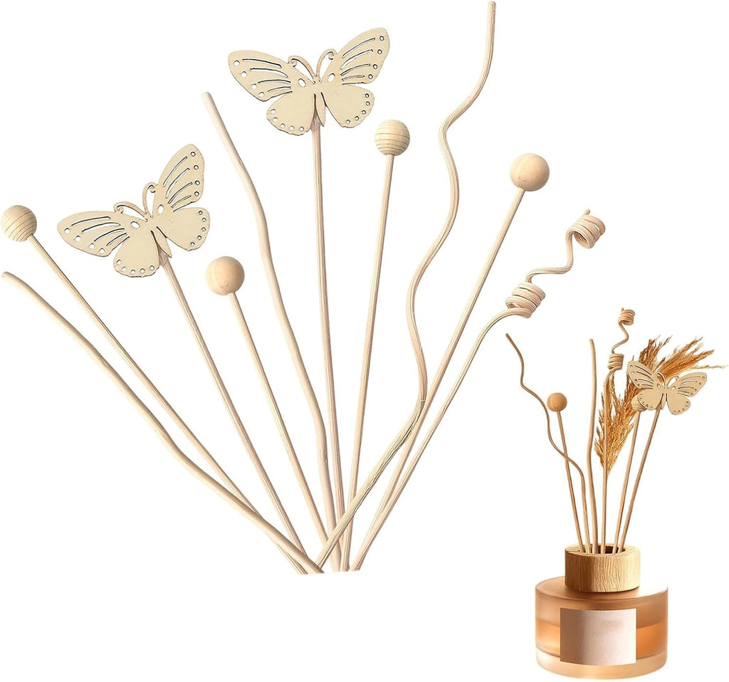 10Pack Reeds for Diffuser, Reed Fragrance Diffuser Flower Set, Reed Diffuser Stick, Fragrance Diffuser Replacement Rattan Stick, Rattan&Handmade Refill Replacement Sticks for House Bedroom Office