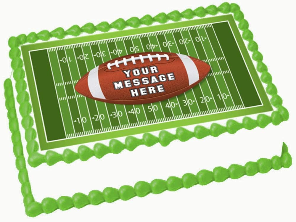 Football Field game Ball 1/4 sheet (10.5 x 8 in.) Edible cake topper image Birthday Party Decoration.