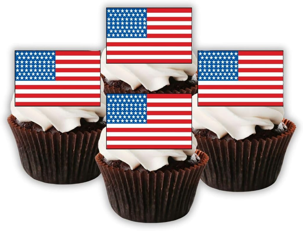 50 Edible American Flag Cupcake Toppers, Mini USA Flag Cake Decorations, Stars And Stripes Decorations, Olympics Party Decorations, World Flags, 4th Of July Patriotic Independence Memorial Veterans