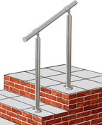 Outdoor 2 Step Handrail, DIY 304 Stainless Steel Transitional Hand Rails with Installation Kit,Silver Porch Stair Railing for Concrete Brick or Wooden Steps, 26x36 in