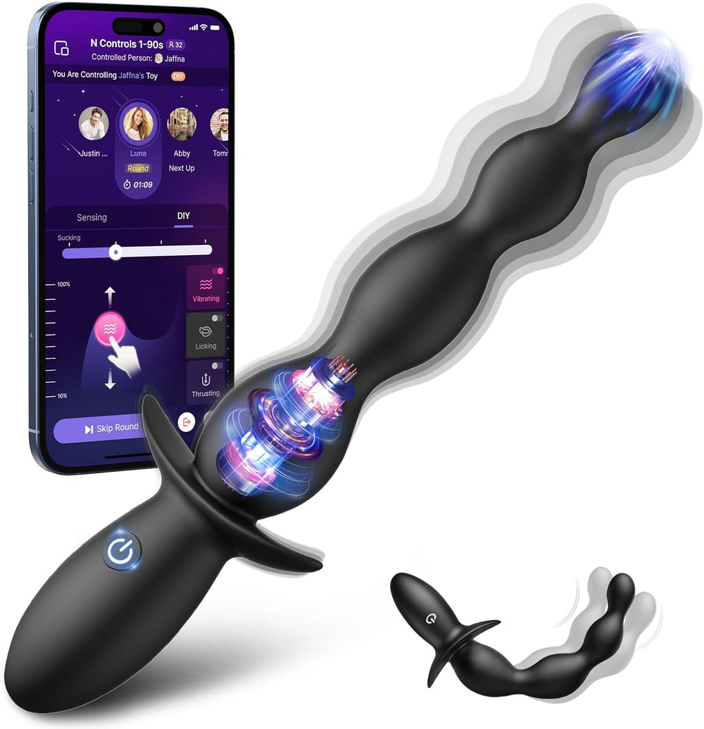 Anal Beads Prostate Massager - BEISAR Anal Vibrator Beginner-Friendly 10 Vibrating Butt Plug with APP Control, Flexible Soft Silicone Anal Toys Male Sex Toys for Men Women Couples Waterproof