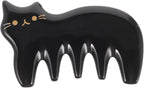 Ox Horn Gua Sha Scalp Massager Comb - 5-Tooth Black Scraping Tool for Head, Neck, Shoulder, and Body Massage - Compact and Ergonomic Design