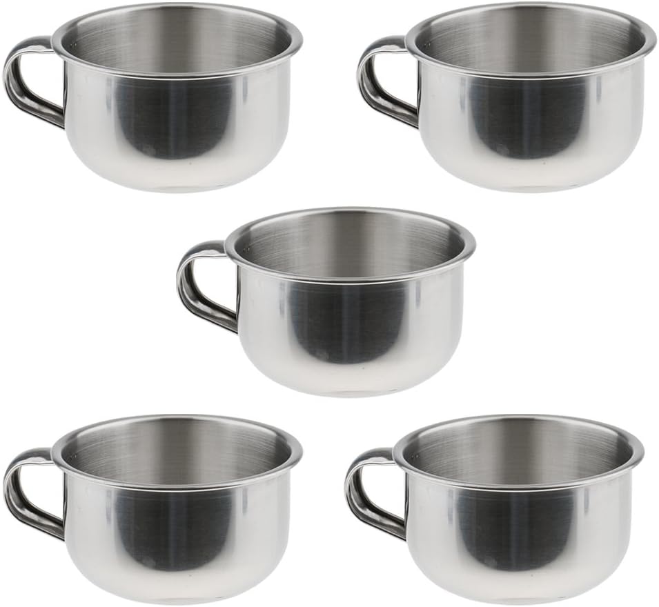 5 Pcs Stainless Steel Mens Shaving Bowl for Shaving Beard Brush