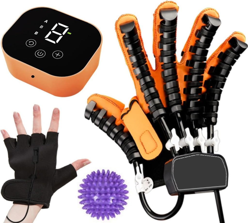 Rehabilitation Robot Glove for Stroke, Robotic Hand Stroke Recovery Equipment, Fingers Strength Training Device for Hemiplegia, Strength Adjustable (Left Hand-L)
