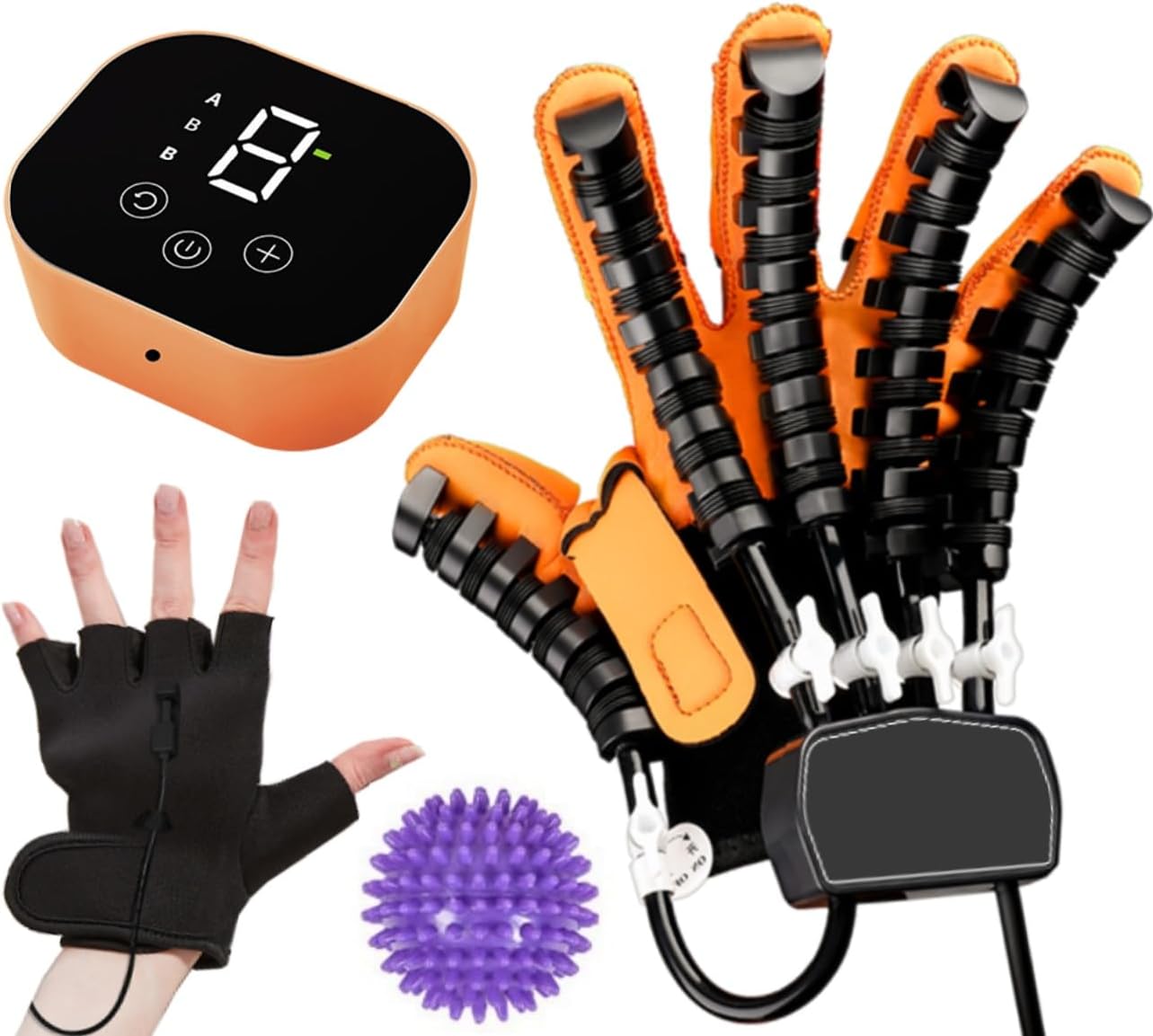Rehabilitation Robot Glove for Stroke, Robotic Hand Stroke Recovery Equipment, Fingers Strength Training Device for Hemiplegia, Strength Adjustable (Right Hand-M)
