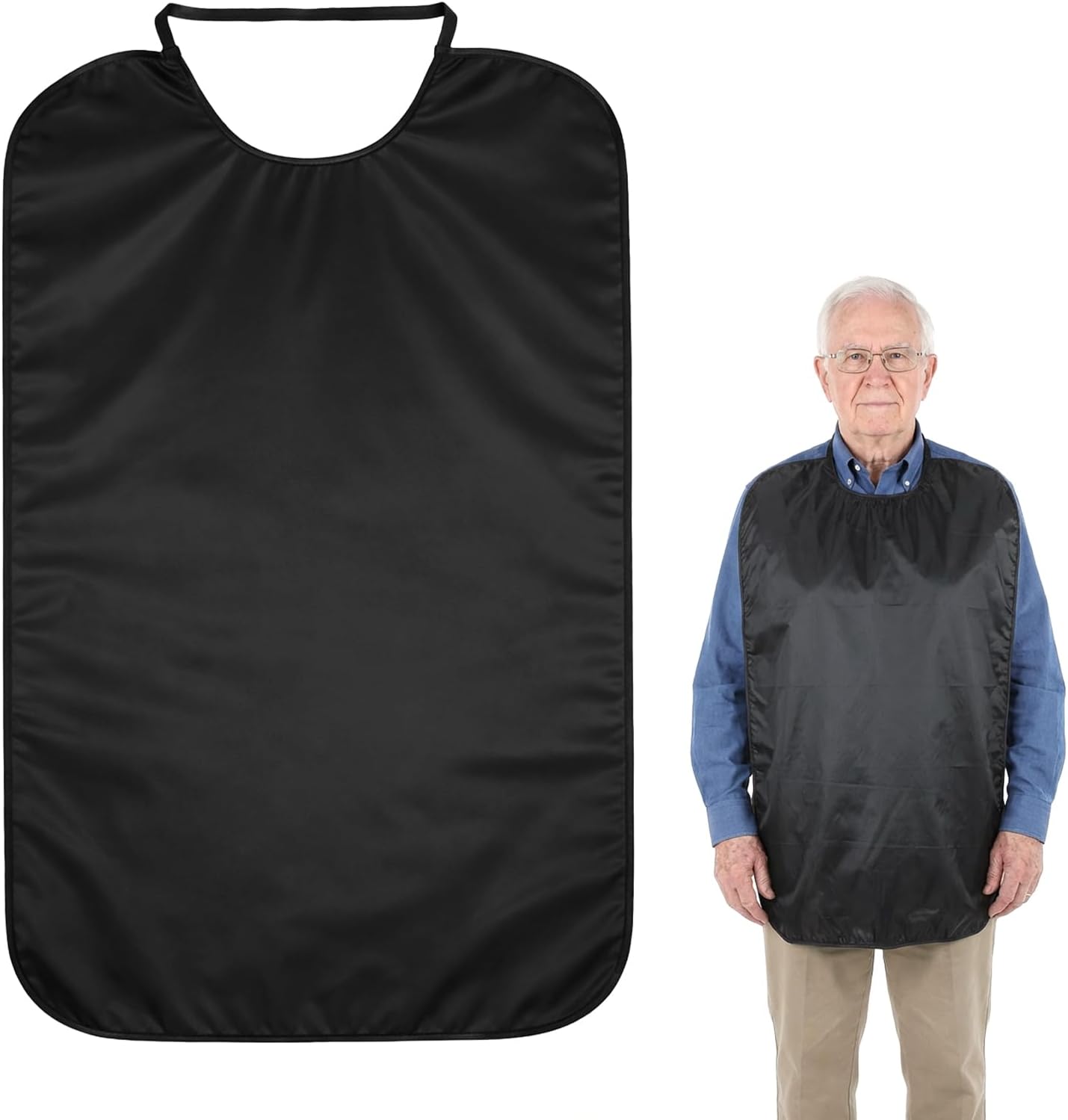 TIESOME 1 Pcs Bibs for Adults, Double Layer Stretchable Adult Bib 28×17 Inch, Reusable Waterproof Washable Clothing Protector, Feeding Bib for Men, Women, Elderly, Senior