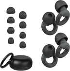 JUSTRVN Ear Plugs for Sleeping, 2 Pairs of Reusable Earplugs for Noise Reduction 25dB-30dB with 8 Ear Tips, Soft Hearing Protection Ear Plugs for Concert,Noise Sensitivity, Study & Work, Black