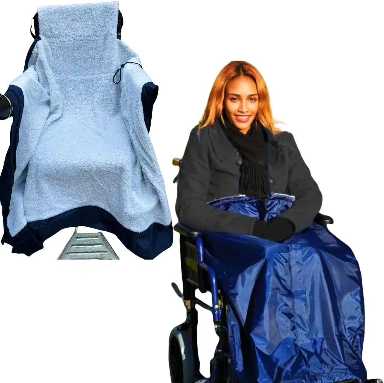 Wheelchair Waterproof Blanket XXL, Fleece Lined Warmer Cover Scooter Cosy for Wheelchair Keep Warm for Leg Fits Seat no Wider Than 22 inches（Vacuum Packaging）