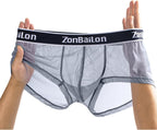 ZONBAILON Mens Sexy Underwear See Through Super Thin Breathable Mesh Boxer Briefs Stretchy M L XL 2XL 3XL