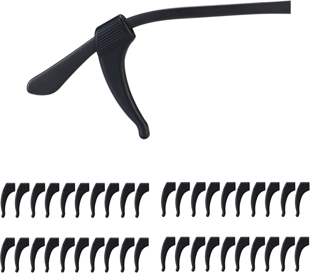 Eyeglass Ear Grips -20 Pairs Anti-Slip Glasses Grips,Glasses Holder, Silicone Eye Glasses Ear Grippers Sleeve Retainer, Glasses Ear Hook Cushions for Sports, Sunglasses(Black)