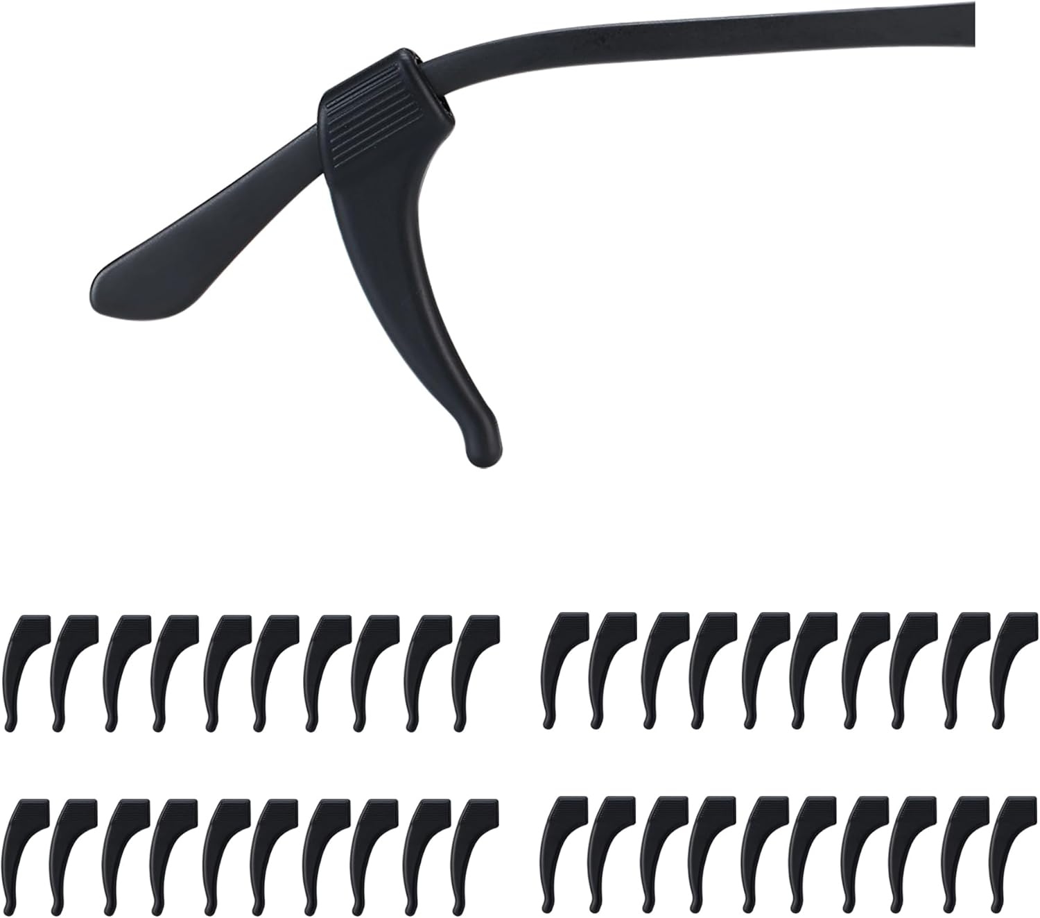Eyeglass Ear Grips -20 Pairs Anti-Slip Glasses Grips,Glasses Holder, Silicone Eye Glasses Ear Grippers Sleeve Retainer, Glasses Ear Hook Cushions for Sports, Sunglasses(Black)