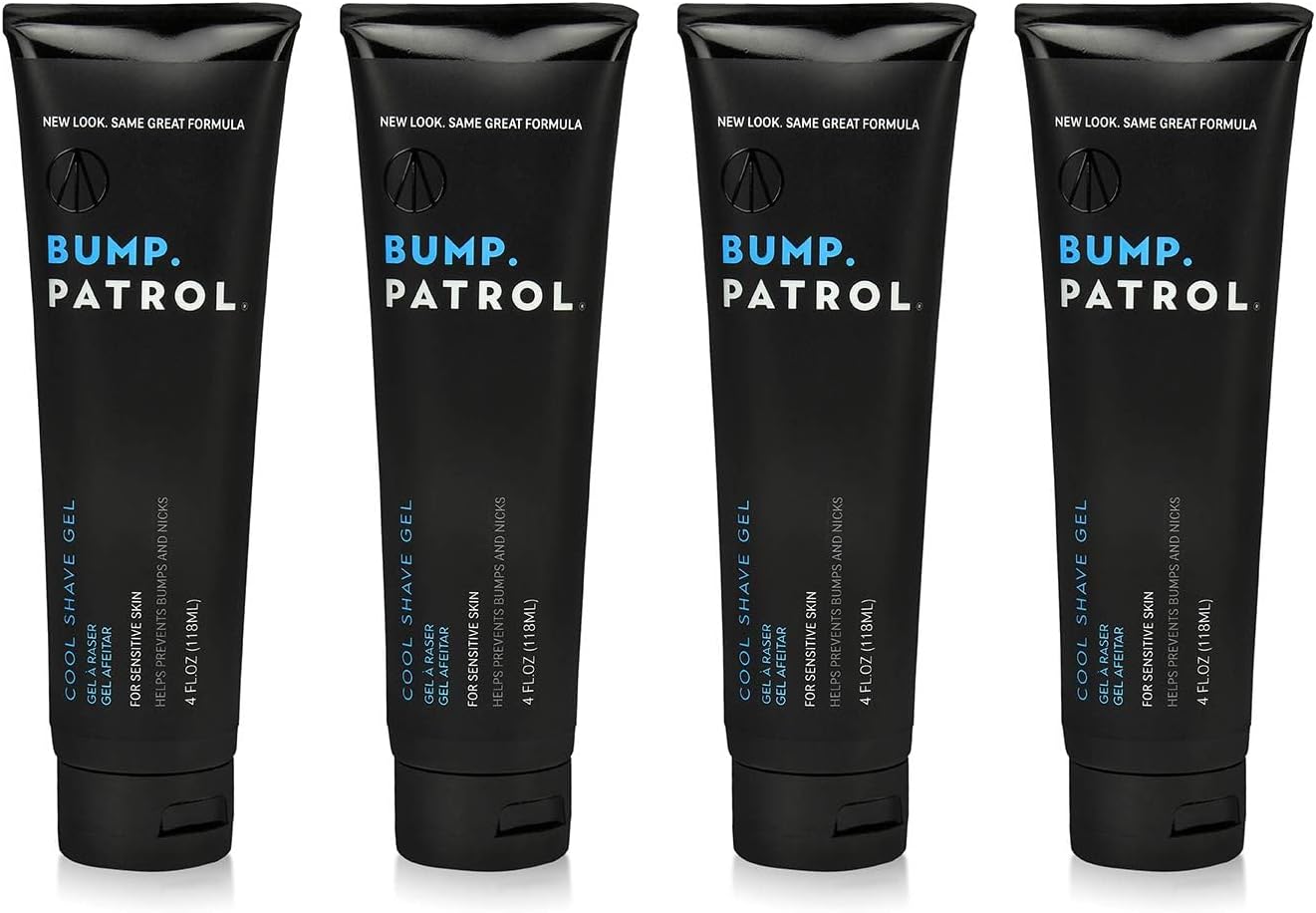 Bump Patrol Cool Shave Gel - Sensitive Clear Shaving Gel With Menthol Prevents Razor Burn, Bumps, Ingrown Hair - 4 Ounces 4 Pack