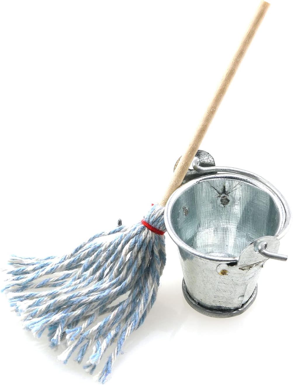 Mini Cleaning SetFloor Mop with Galvanized Bucket TAODAN 1Set Miniature 1:12 Scale Fairy Garden Furniture Retro Vintage Mop with Bucket Dollhouse Miniature Doll Furniture Accessories Gifts