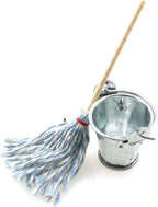 Mini Cleaning SetFloor Mop with Galvanized Bucket TAODAN 1Set Miniature 1:12 Scale Fairy Garden Furniture Retro Vintage Mop with Bucket Dollhouse Miniature Doll Furniture Accessories Gifts