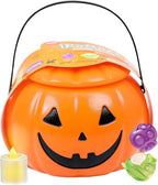 AMOS Halloween Candy Pumpkin Jar Bucket – Peelable Gummy Mummy & Zombie Shapes, Individually Wrapped, 5.29oz