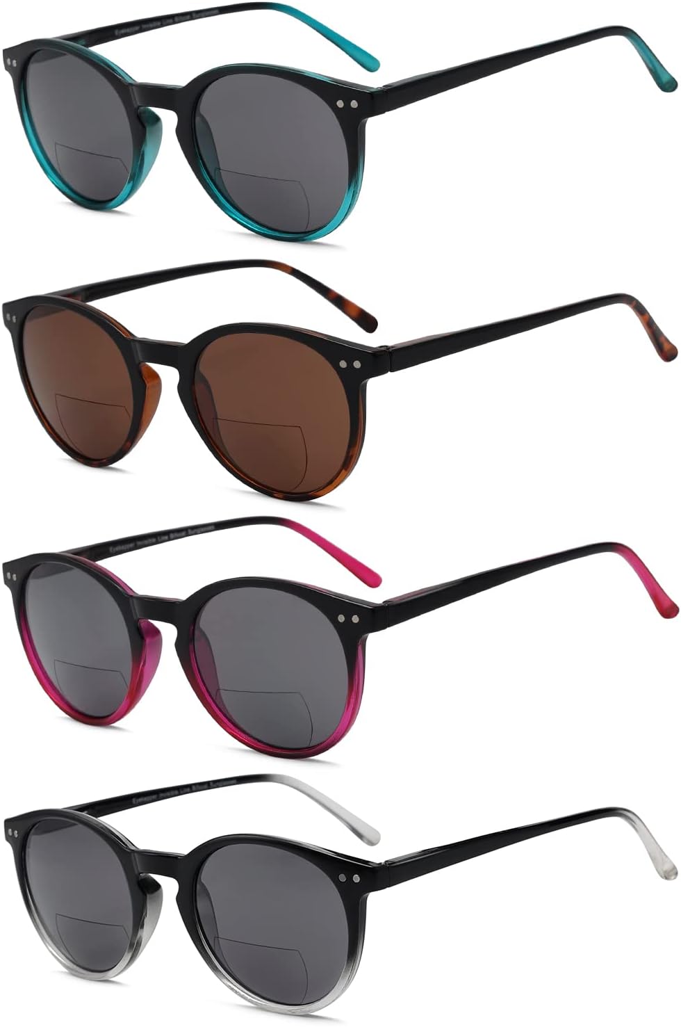 Eyekepper 4-pack Bifocal Sunglasses for Women Reading under the Sun Round Bifocal Readers