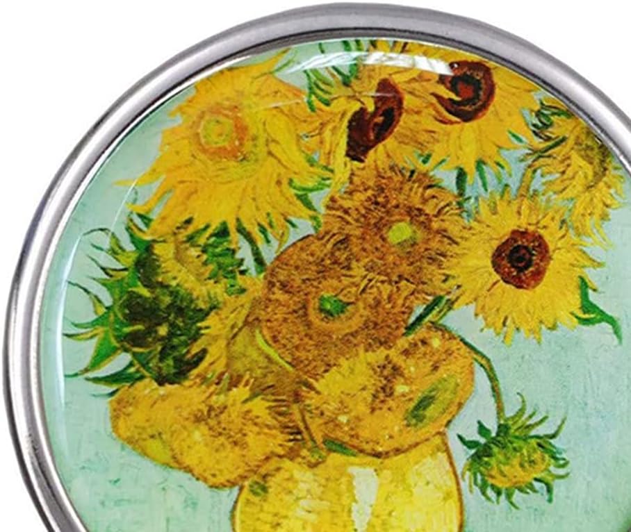 TopHomer Pill Box 3 Compartment Pill Container Holder Small Case Portable Tablet Organizer Travel Pillbox for Purse & Pocket(Famous Painting Sunflower)