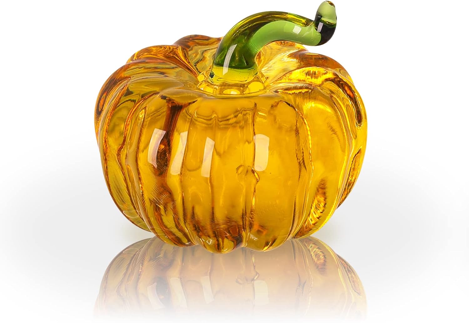LONGWIN Mini Crystal Pumpkin Collectible Figurines Glass Paperweight Tabletop Decorative Ornaments for Fall Harvest Thanksgiving Halloween Home Decor Gold