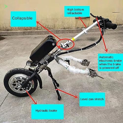 500W Electric Handcycle Wheelchair Attachment, Wheelchair Pull Device, Rehabilitation Therapy Electric Wheelchair Conversion Kit with Front Light and Shock Absorber (A)
