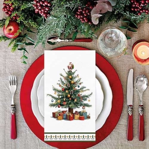 IANFEPH 100 Pcs Christmas Paper Napkin 3 Ply Disposable Bathroom Guest Hand Towels Xmas Tree Decorative Dinner Napkins for Winter Holiday Kitchen Wedding Birthday Party