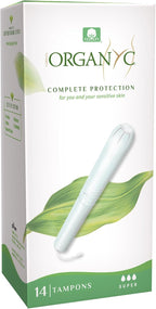 Organyc 100% Certified Organic Cotton Tampons - Cardboard Applicator, Free from Chlorine, Perfumes, Rayon, and Chemicals - Super, 14 Count