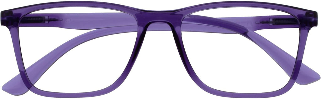 OPULIZE NYX Reading Glasses with Blue Light Blocking for Women Men, Rectangular Frame with UV & Eyestrain Protection, Anti-Glare Computer Gaming Glasses, Purple +1.5 (Pack of 1)
