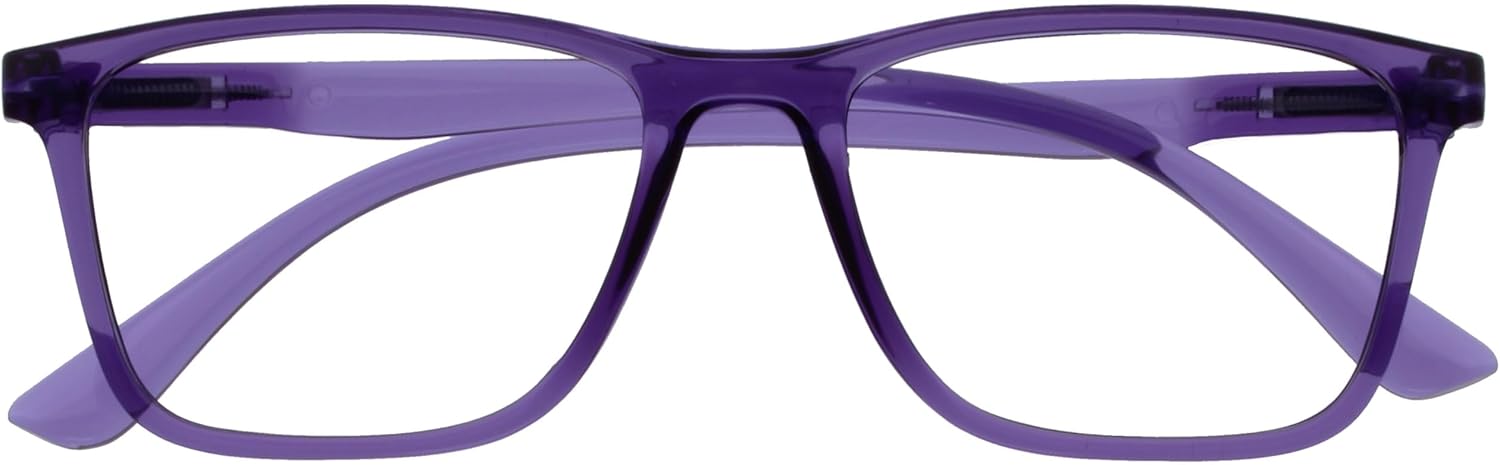 OPULIZE NYX Reading Glasses with Blue Light Blocking for Women Men, Rectangular Frame with UV & Eyestrain Protection, Anti-Glare Computer Gaming Glasses, Purple +1.5 (Pack of 1)