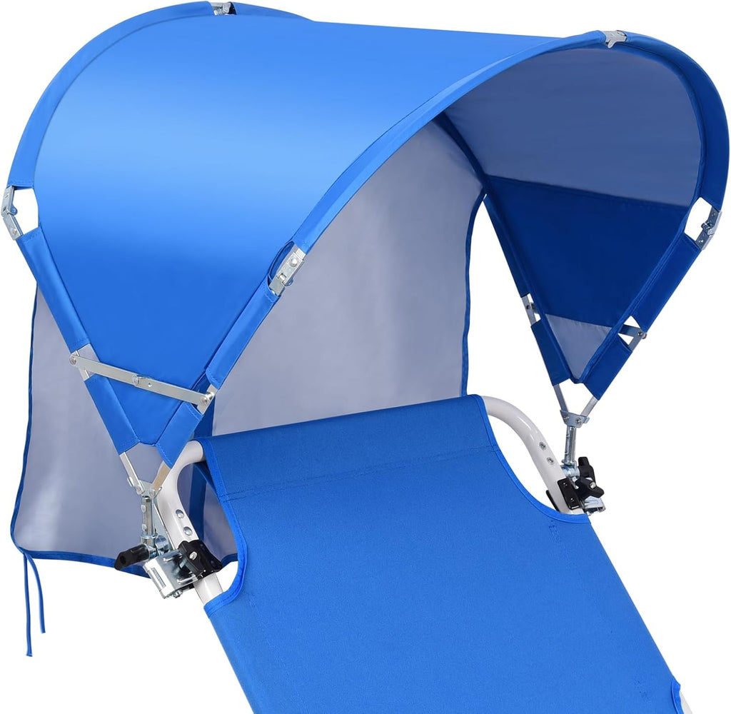 Universal Chair Umbrella Canopy, UPF 50+ Chair Sun Shade Attachment with Adjustable Clamp Fits Most Brands’ Beach, Camping, Lawn, Wheelchair, Tanning, Zero Gravity, Lounge, Fishing Chairs, Patented