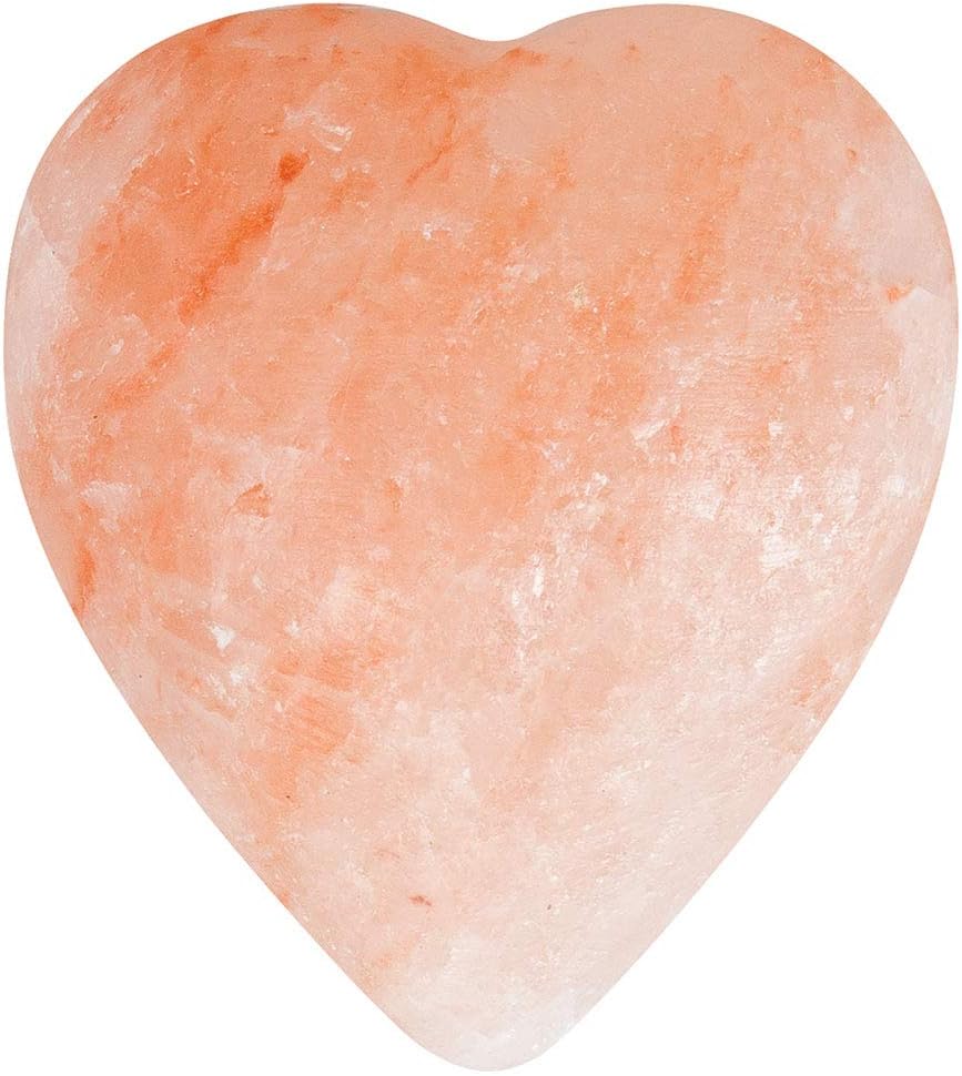 Pure Himalayan Salt Works Heart Massage Stone, Pink Crystal Hand-Carved Stone for Massage Therapy, Deodorant and Salt and Sugar Scrubs, 2.75” W x 3” H x 1.5” D
