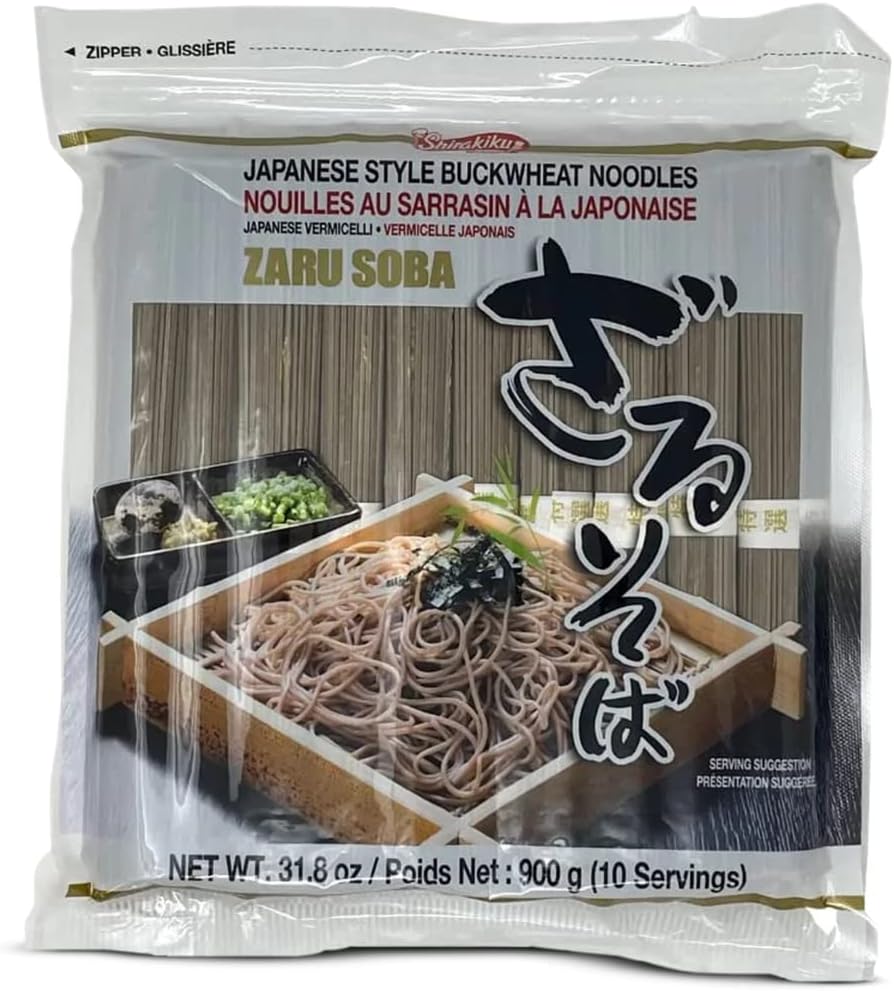 Shirakiku Zaru Soba Noodles | Japanese Style Dried Buckwheat Flavor Instant Noodles | Contains Wheat Flour | Low in Calories Easy to cook Soba Noodles 900g/31.8oz (10 Servings)